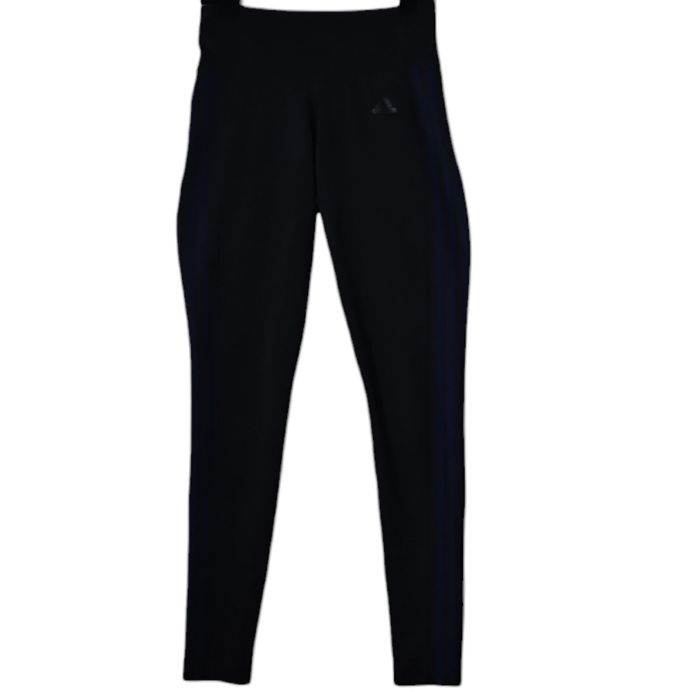 Adidas Climalite 3 Stripe Full Length Legging Black/Blue Size S